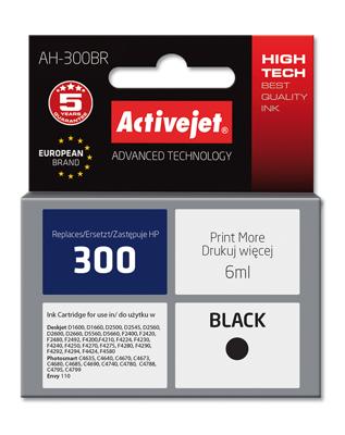 Activejet AH-300BR inkt (vervanging HP 300 CC640EE; Premium; 6 ml; zwart)