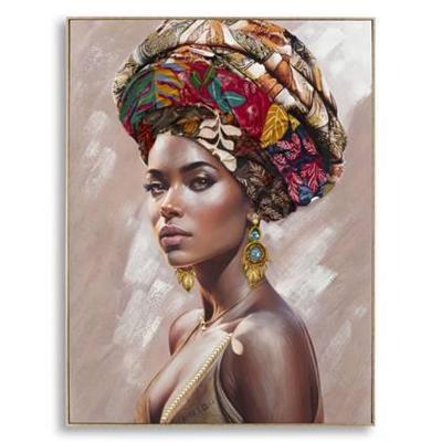 Mauro Ferretti Schilderij op canvas veelkleurige vrouw met frame