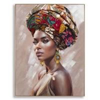 Mauro Ferretti Schilderij op canvas veelkleurige vrouw met frame - thumbnail