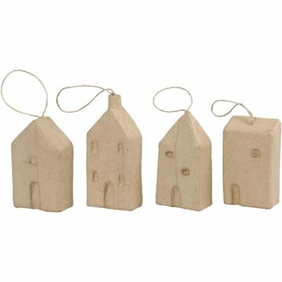 Creativ Company Huisjes van papiermache, 4st.