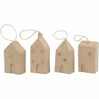 Creativ Company Huisjes van papiermache, 4st. - thumbnail