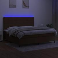 Boxspring met matras en LED stof donkerbruin 200x200 cm - thumbnail