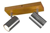 Trio 2-lichts opbouwspotMarley rvs op hout - 812400207 - thumbnail