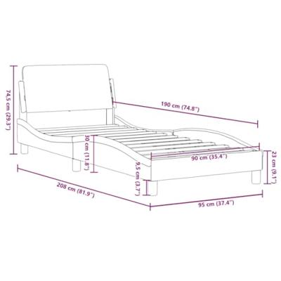 Bedframe met hoofdbord kunstleer zwart en wit 90x190 cm