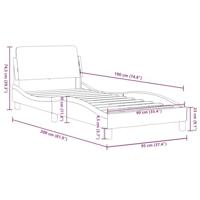 Bedframe met hoofdbord kunstleer zwart en wit 90x190 cm - thumbnail