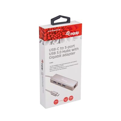 Equip 133481 usb-c to 3-port usb 3.0 hub with gigabit adapter