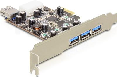 Delock 89281 PCI Express x1-kaart > 3 x extern + 1 x intern USB 3.0 Type-A female