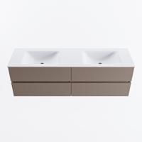 MONDIAZ VICA 160cm badmeubel onderkast Smoke 4 lades. Wastafel CLOUD dubbel zonder kraangat, kleur Talc. - thumbnail