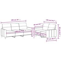 2-delige Loungeset met kussens stof lichtgrijs - thumbnail