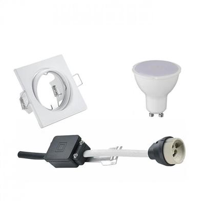 LED Inbouwspot Set Vierkant - GU10 Fitting - Mat Wit - 6W - 6400K Helder Wit