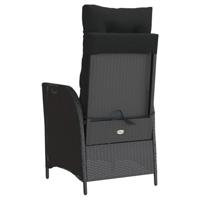 Tuinstoelen 2 st verstelbaar met kussens poly rattan zwart - thumbnail