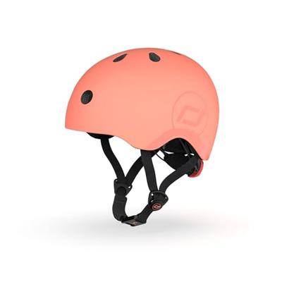 Scoot & Ride helmet - kinderhelm - s 51-55 cm - led achterlicht - magnetische sluiting - verstelbaar - peach