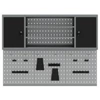 VidaXL Gereedschapskast set met plank 4 pcs zwart gepoedercoat staal - thumbnail