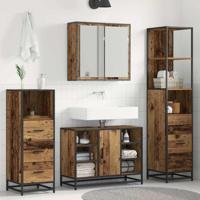Badkamermeubelset 3 pcs Oud hout 80 x 33 x 60 cm Bewerkt hout - thumbnail