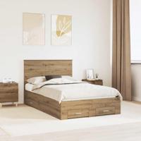 Bedframe met hoofdeinde Artisan Eiken 120 x 190 cm Bewerkt hout - thumbnail
