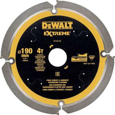 DeWALT Cirkelzaagblad voor Cementplaten | Extreme | Ø 190mm Asgat 30mm 4T - DT1472-QZ DeWALT Cirkelzaagblad voor Cementplaten | Extreme | Ø 190mm Asgat 30mm 4T - DT1472-QZ