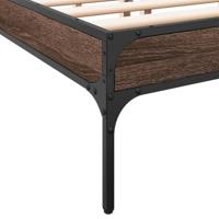 Bedframe bewerkt hout metaal bruin eikenkleur 150x200 cm - thumbnail