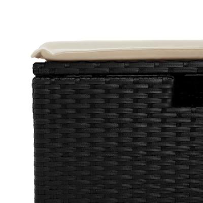9-delige Loungeset met kussens poly rattan zwart