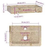 Wastafel wandgemonteerd 38x24x6,5 cm marmer crmekleurig - thumbnail