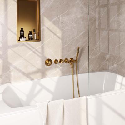 Badkraan Inbouw Set Brauer Gold Edition Thermostatisch met Uitloop en Staaf Handdouche Geborsteld Goud