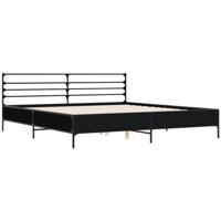 Bedframe bewerkt hout metaal zwart 180x200 cm - thumbnail