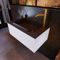 Badkamermeubelset Mondiaz Erin 80 cm met 1 Lade met RIDGE Wastafel Midden Urban met 1 kraangat Greeploos Mat Cale - thumbnail