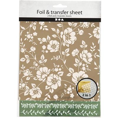 Creativ Company Deco folie en transfervel, bloemen, vel 15x15 cm, goud, groen, 2x2 vel/ 1 doos Creativ Company Deco folie en transfervel, bloemen, vel 15x15 cm, goud, groen, 2x2 vel/ 1 doos