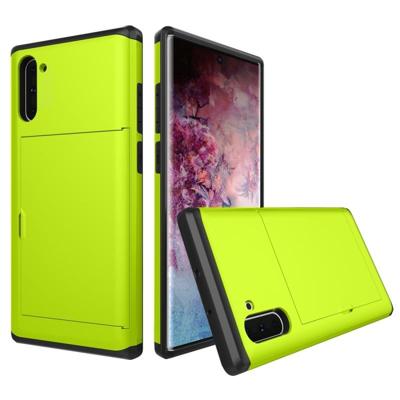 Schokbestendig robuuste Armor beschermende case met kaartsleuf voor Galaxy Note 10 (groen)