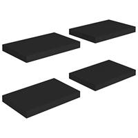 VidaXL Wandschappen zwevend 4 st 40x23,5x3,8 cm mdf zwart - thumbnail