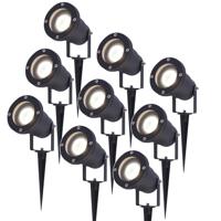 Set van 9 LED prikspots - 4 Watt 345 Lumen - Dimbaar - Kantelbaar - 4000K neutraal wit - GU10 - IP64 Waterdicht - Zwart - Tuinspots - thumbnail