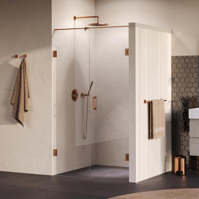 Brauer Void - Nisdeur - 2-Delig - Helder Glas - 120 x 200 cm - Omkeerbaar - met Draaideur 60 cm - Aan Muur - incl. Glascoating - PVD Koper