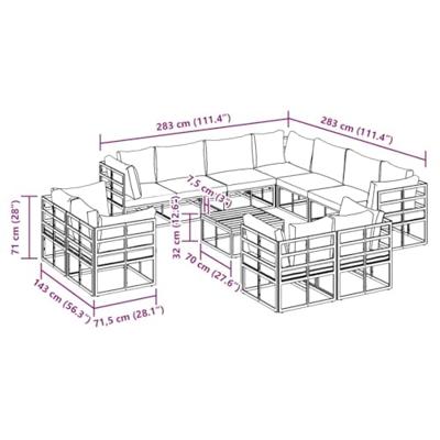 Tuinbankenset met kussen 12 pcs Zwart Aluminium