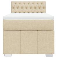 Boxspring met matras stof crèmekleurig 90x200 cm - thumbnail