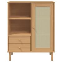 Hoge kast SENJA rattan-look 90x40x112 cm grenenhout bruin - thumbnail