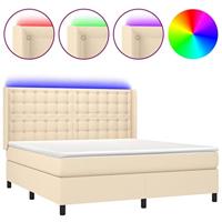Boxspring met matras en LED stof crèmekleurig 160x200 cm - thumbnail