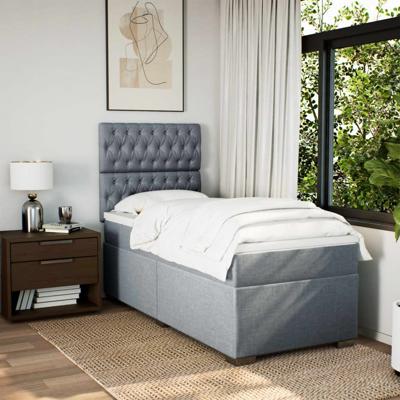 Boxspring met matras stof lichtgrijs 120x200 cm - thumbnail