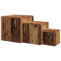 Bijzettafels 3 st bewerkt hout oud houtkleurig - thumbnail