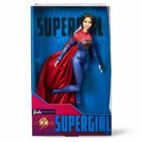 Barbie Supergirl Collectible Fashion Doll uit The Flash Movie draagt rood en blauw pak met cape, inclusief poppenstandaard (exclusief Amazon) - thumbnail