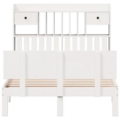 Bed met boekenkast zonder matras grenenhout wit 160x200 cm - thumbnail