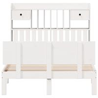 Bed met boekenkast zonder matras grenenhout wit 140x190 cm - thumbnail