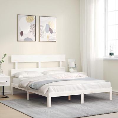 Bedframe zonder matras massief grenenhout wit 160x200 cm
