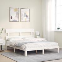Bedframe zonder matras massief grenenhout wit 160x200 cm - thumbnail