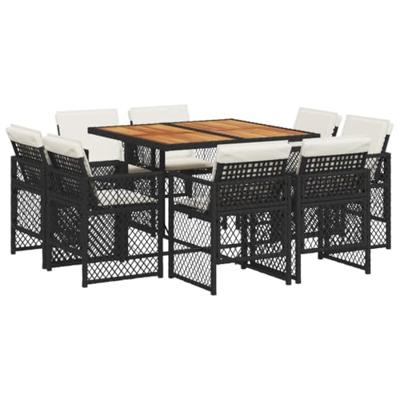 9-delige Tuinset poly rattan zwart