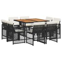 9-delige Tuinset poly rattan zwart - thumbnail