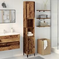 Badkamerkast 30x30x190 cm bewerkt hout oud houtkleurig - thumbnail