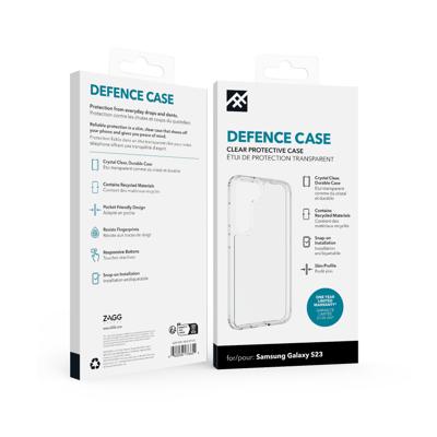 ZAGG iFrogz beschermhoes compatibel met Samsung Galaxy S23, duurzaam, klikbestendig, veegbestendig, slank, gerecycled, transparant