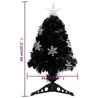 VidaXL Kerstboom met led-sneeuwvlokken 64 cm glasvezel zwart - thumbnail