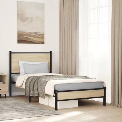 Bedframe zonder matras metaal sonoma eikenkleurig 75x190 cm