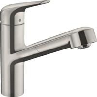 Hansgrohe Focus M42 ééngreeps keukenmengkraan 150 met uittrekbare uitoop, rvs look - thumbnail
