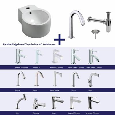 FonteinPack Kronos Keramiek 35x28 cm Chroom (Keuze uit 20 kranen)